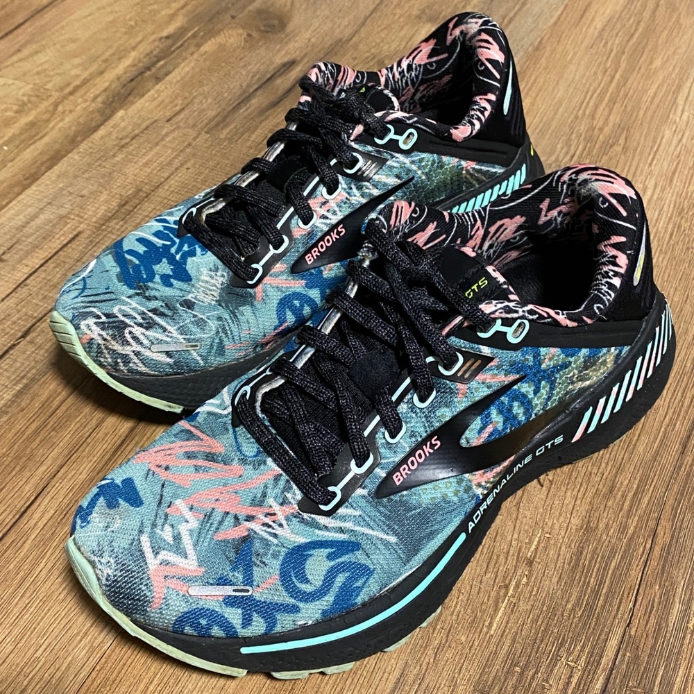 Brooks Women's Multi-Color Teal Black Lace Athletic Running Shoes